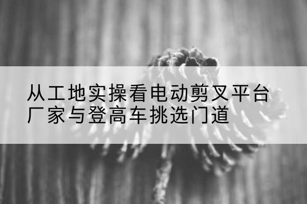陇县电动剪叉升降平台厂家-从工地实操看电动剪叉平台厂家与登高车挑选门道